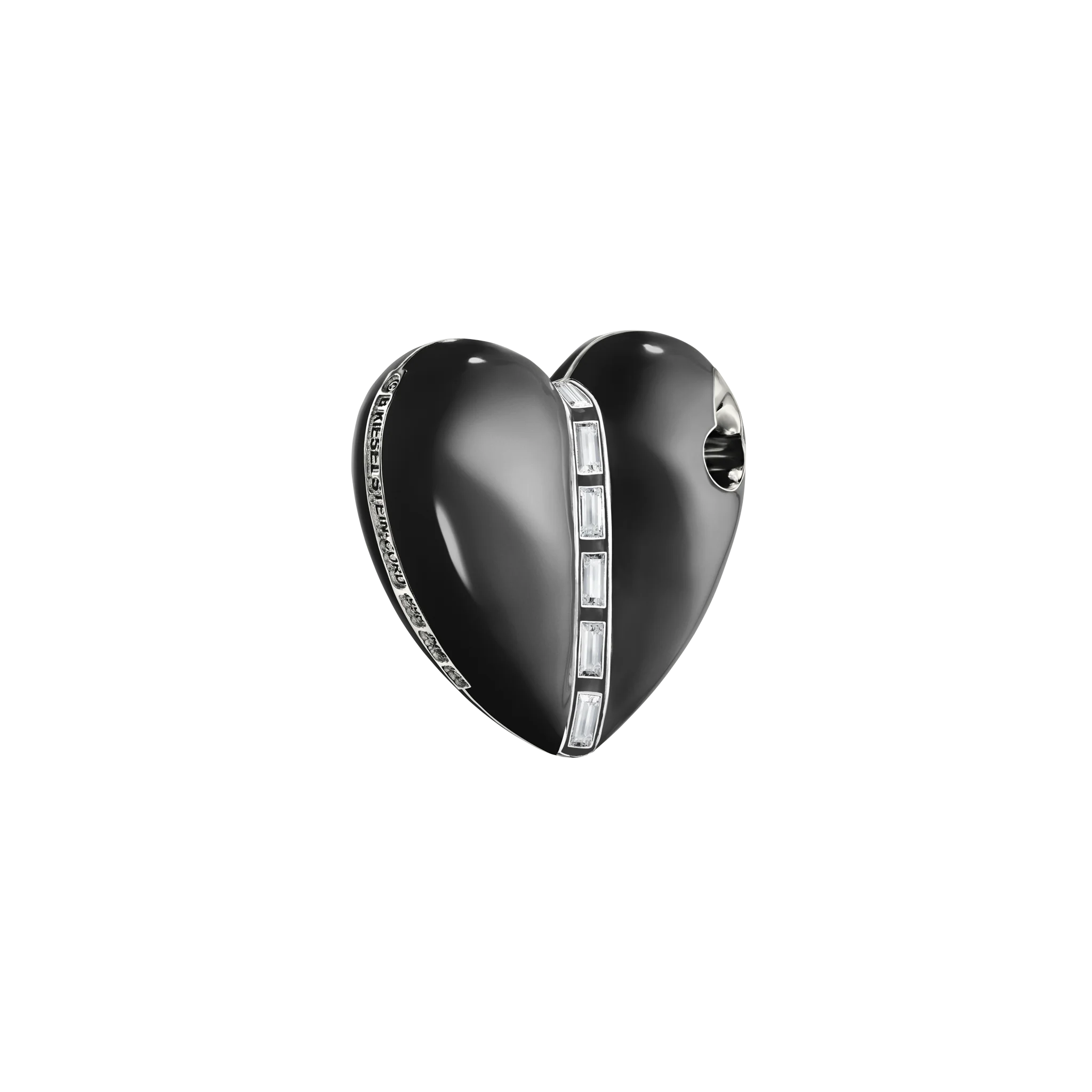 Bullet Hole Heart Pendant with Baguettes