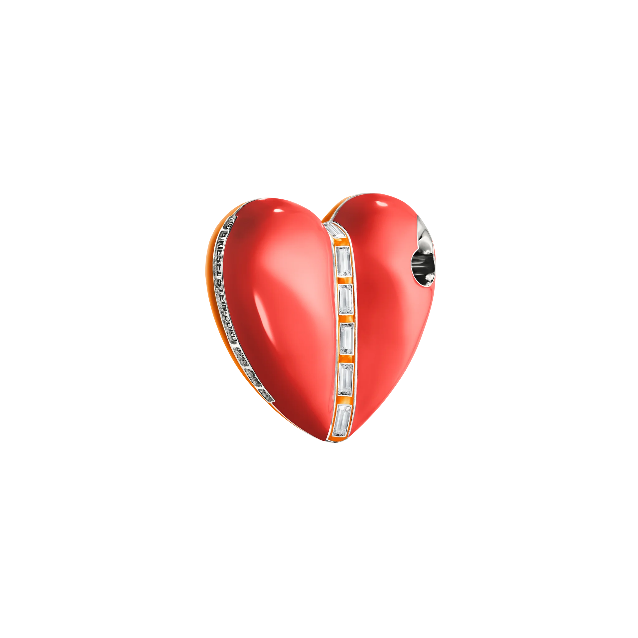 Bullet Hole Heart Pendant with Baguettes - Image 2