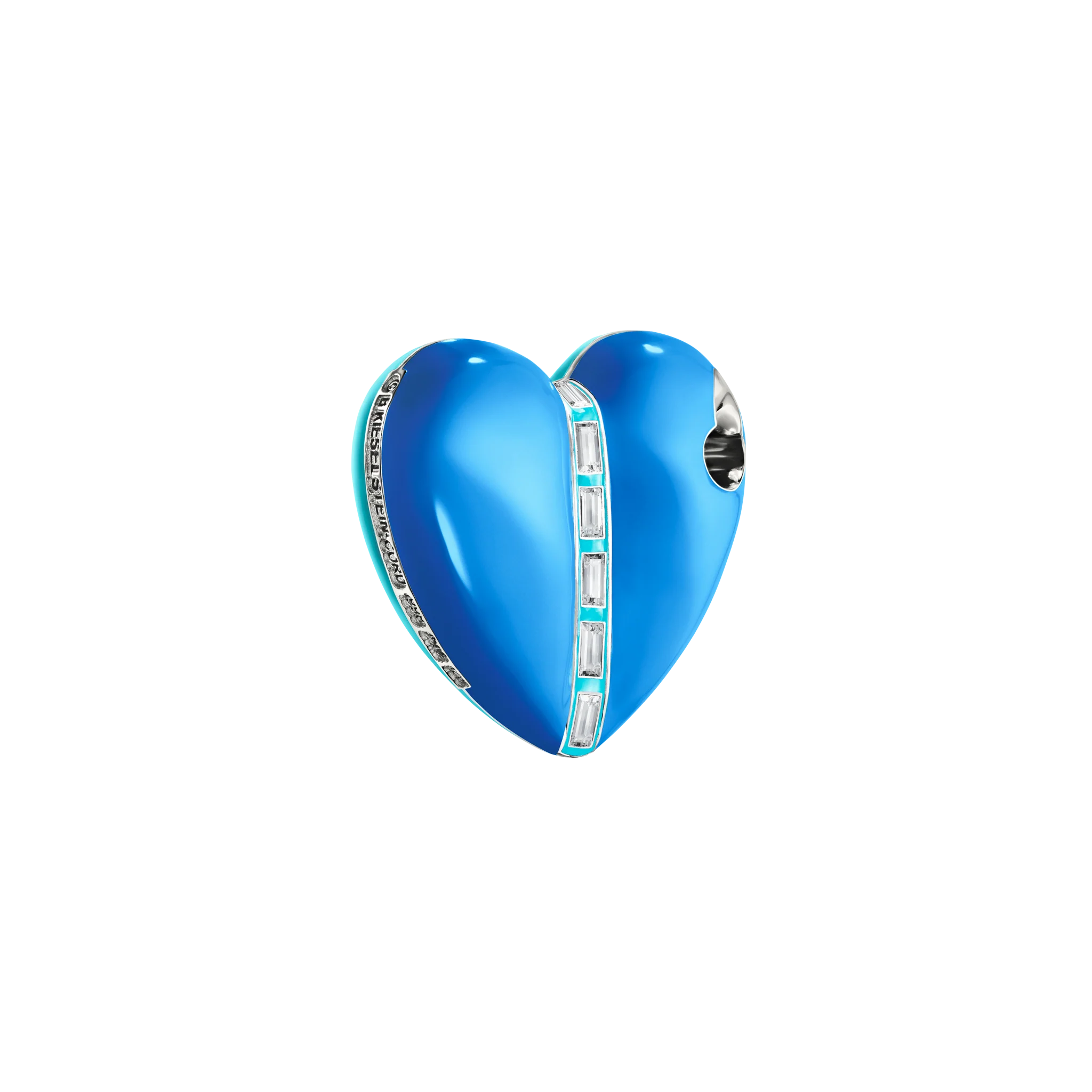 Bullet Hole Heart Pendant with Baguettes - Image 3