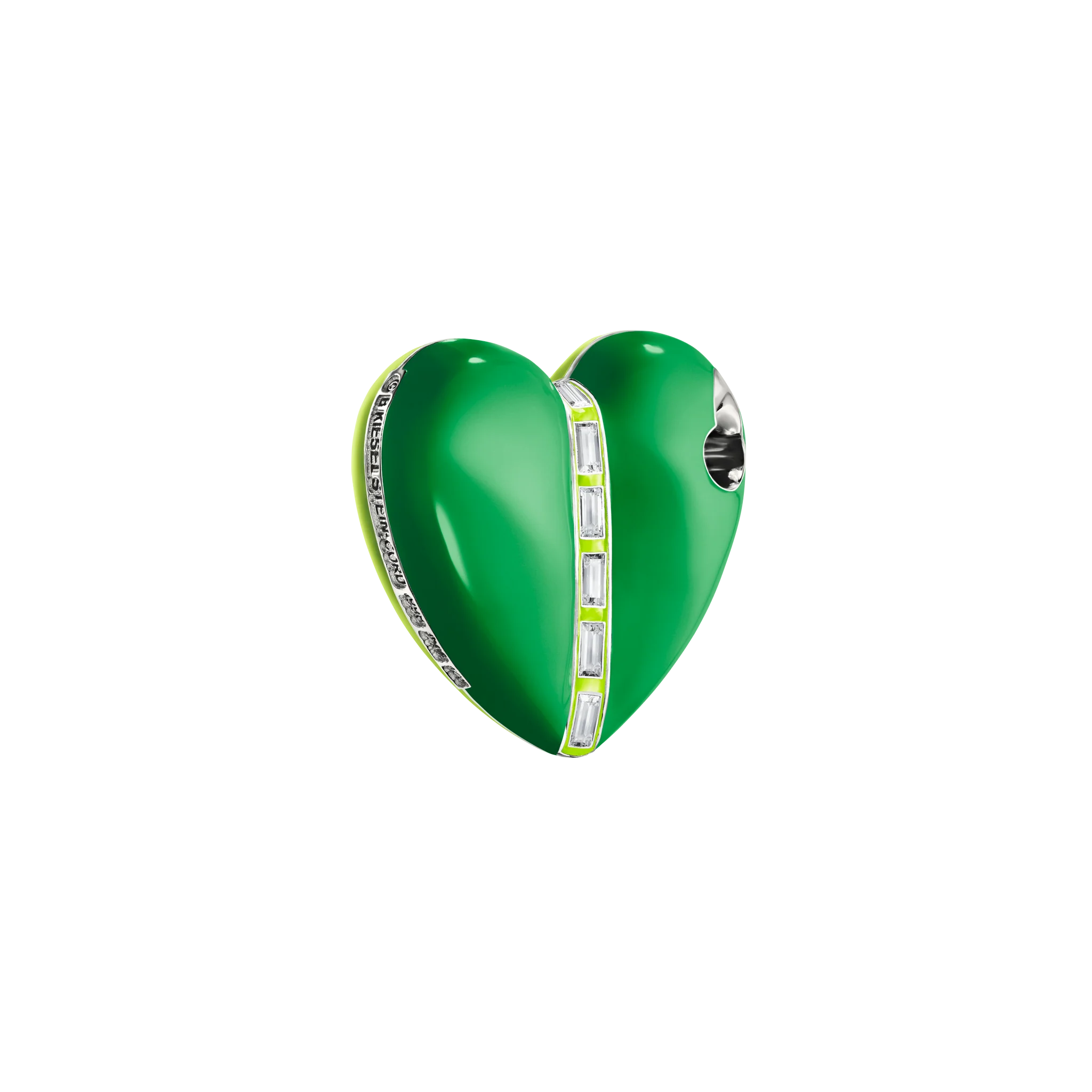 Bullet Hole Heart Pendant with Baguettes - Image 4