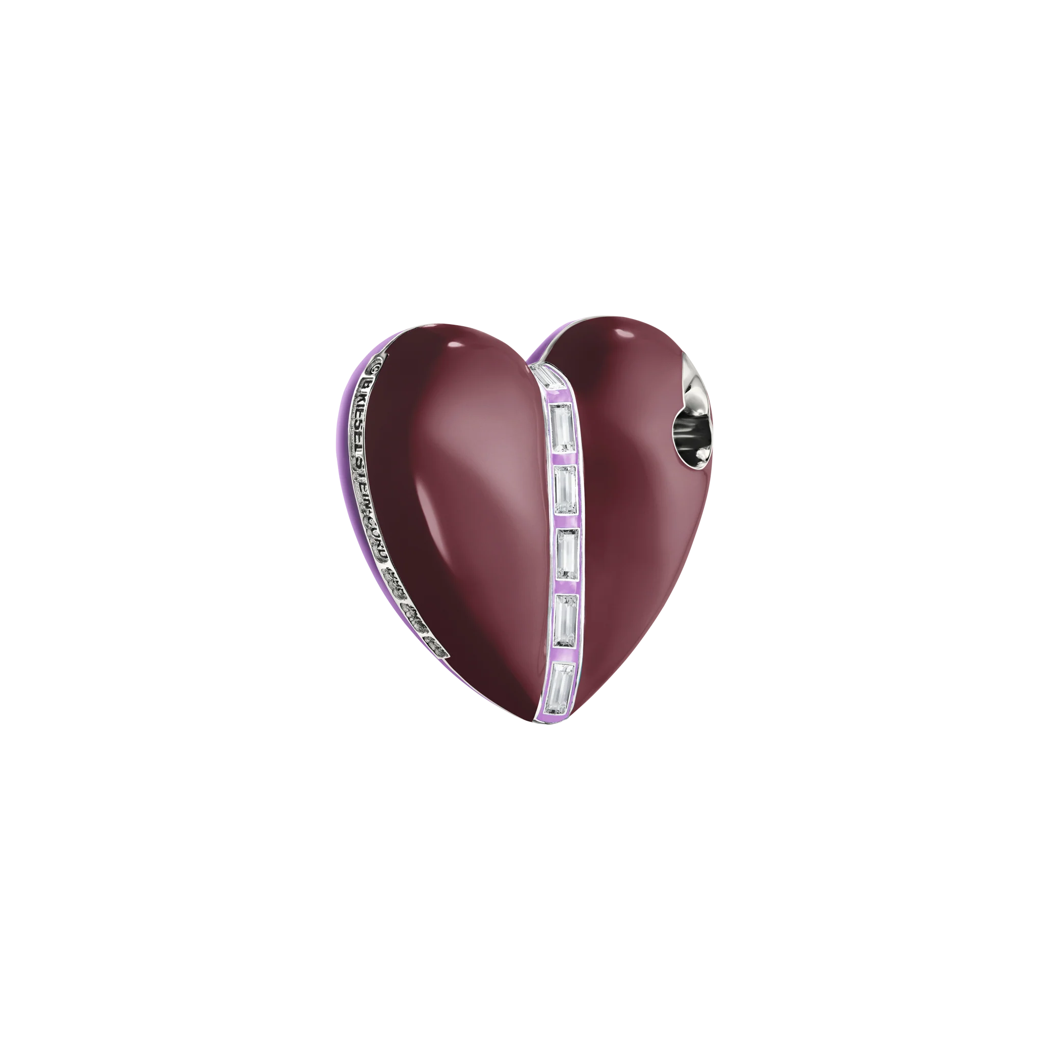 Bullet Hole Heart Pendant with Baguettes - Image 5