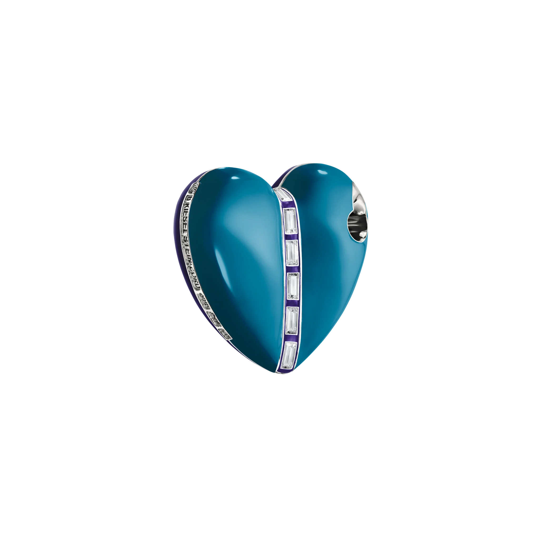 Bullet Hole Heart Pendant with Baguettes - Image 6