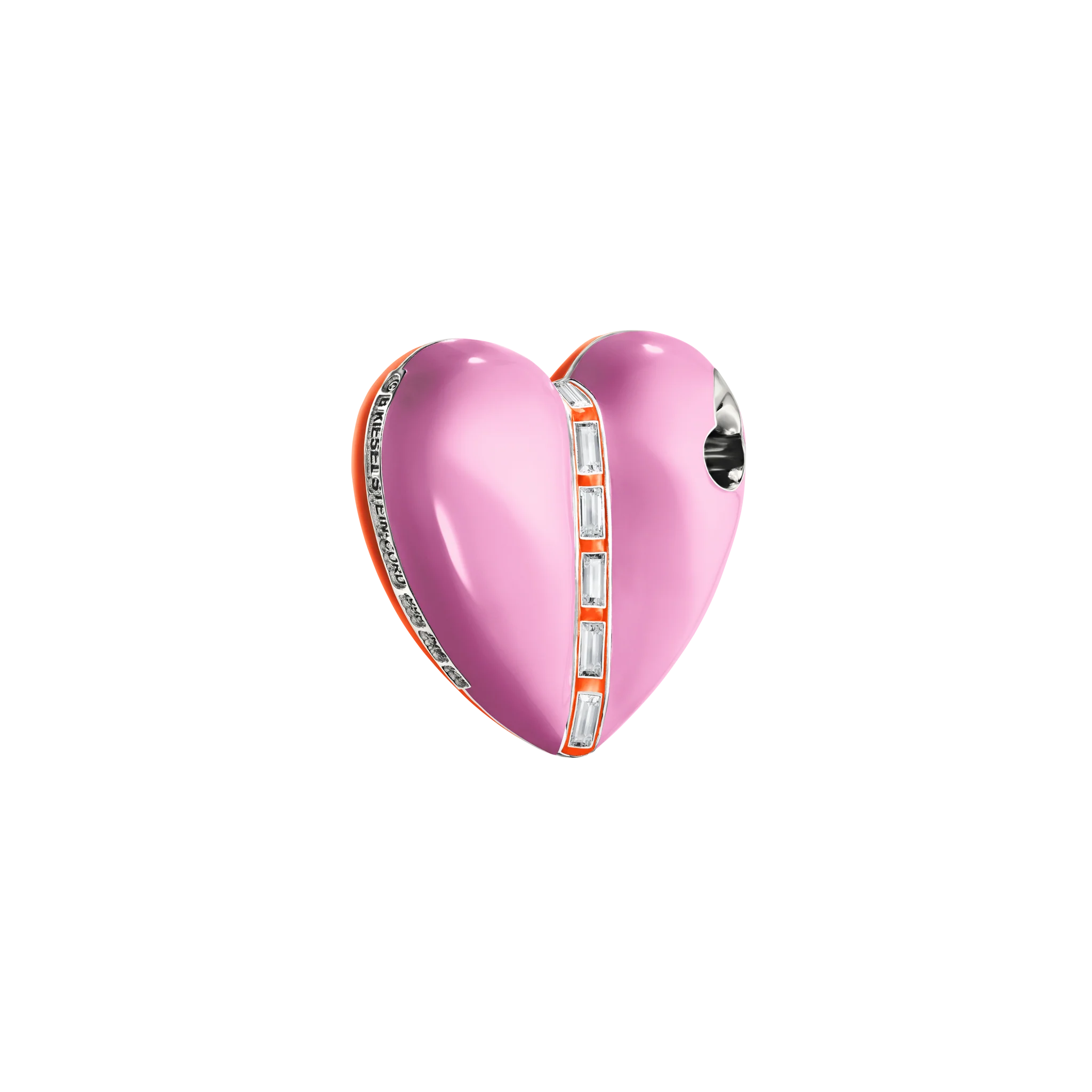Bullet Hole Heart Pendant with Baguettes - Image 8