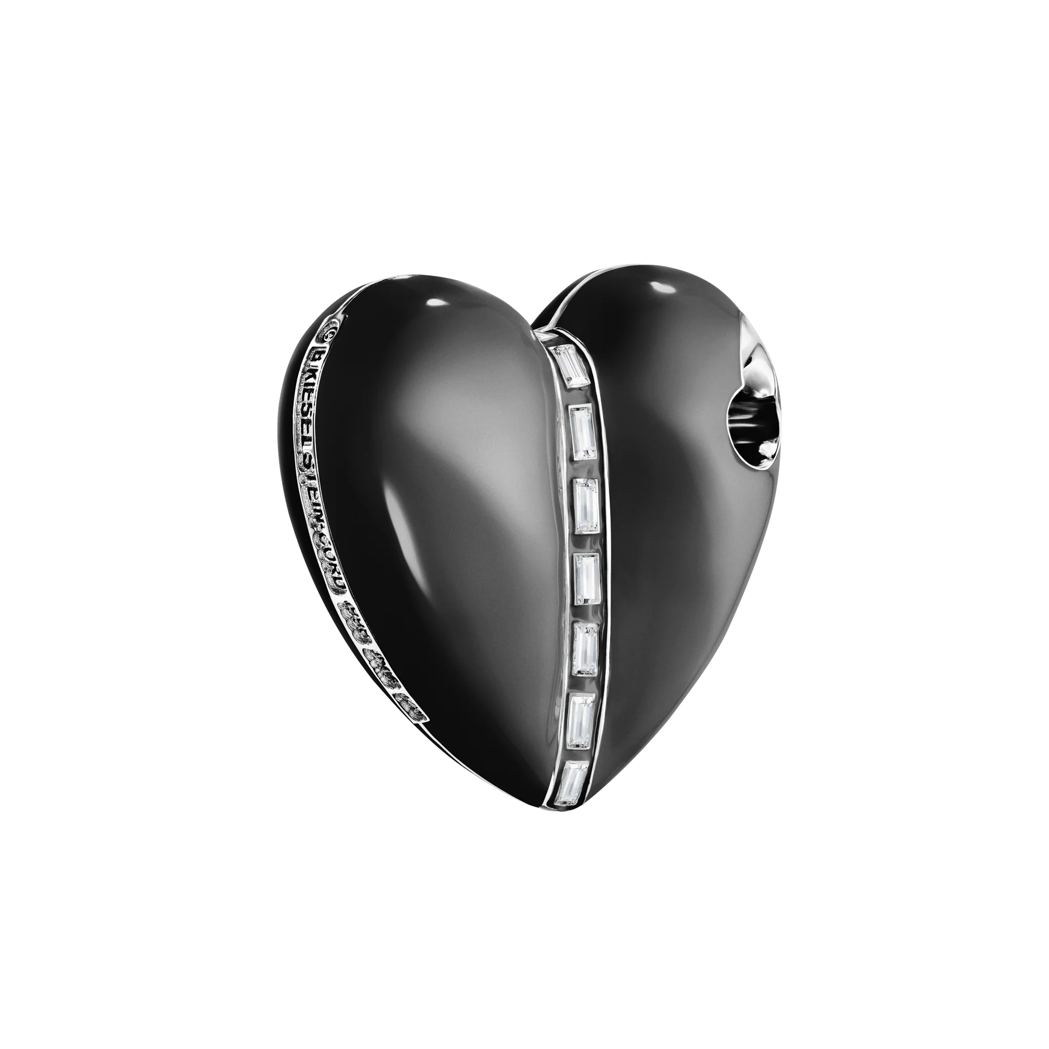 Bullet Hole Heart Pendant with Baguettes M