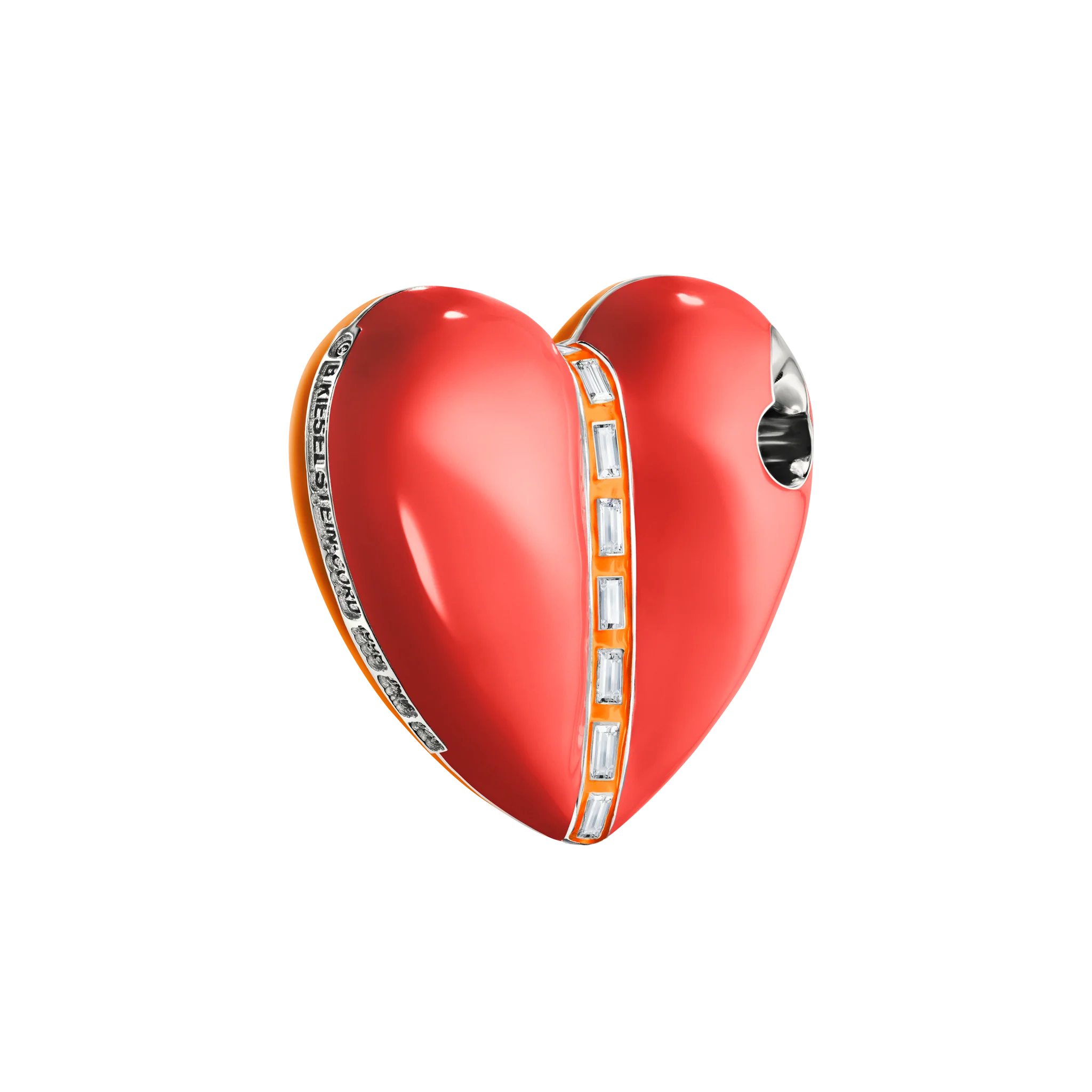 Bullet Hole Heart Pendant with Baguettes M - Image 2