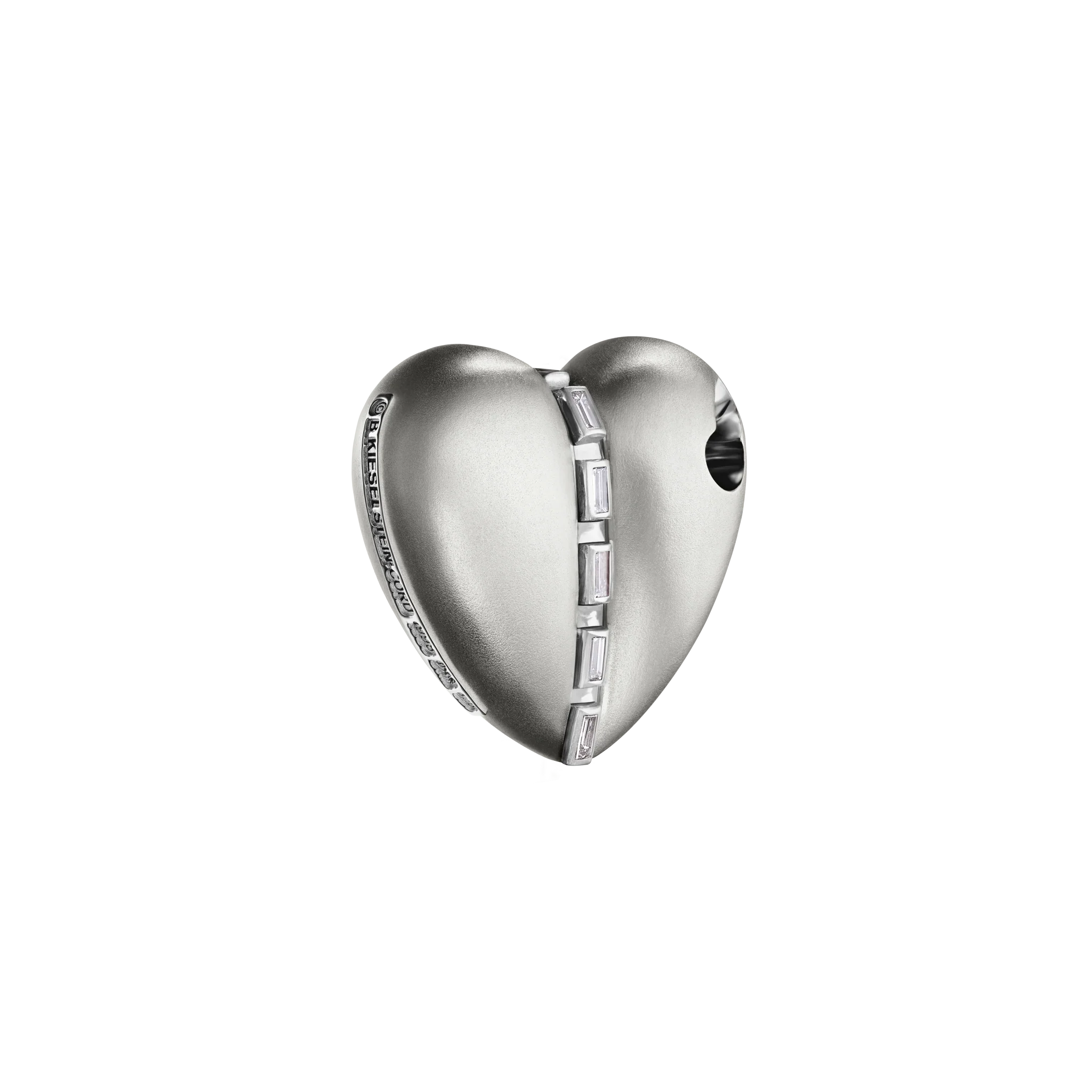 Bullet Hole Heart Pendant with Baguettes
