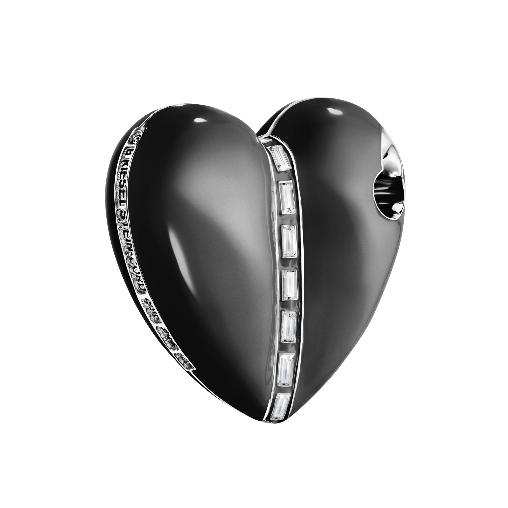 Bullet Hole Heart Pendant with Baguettes XL