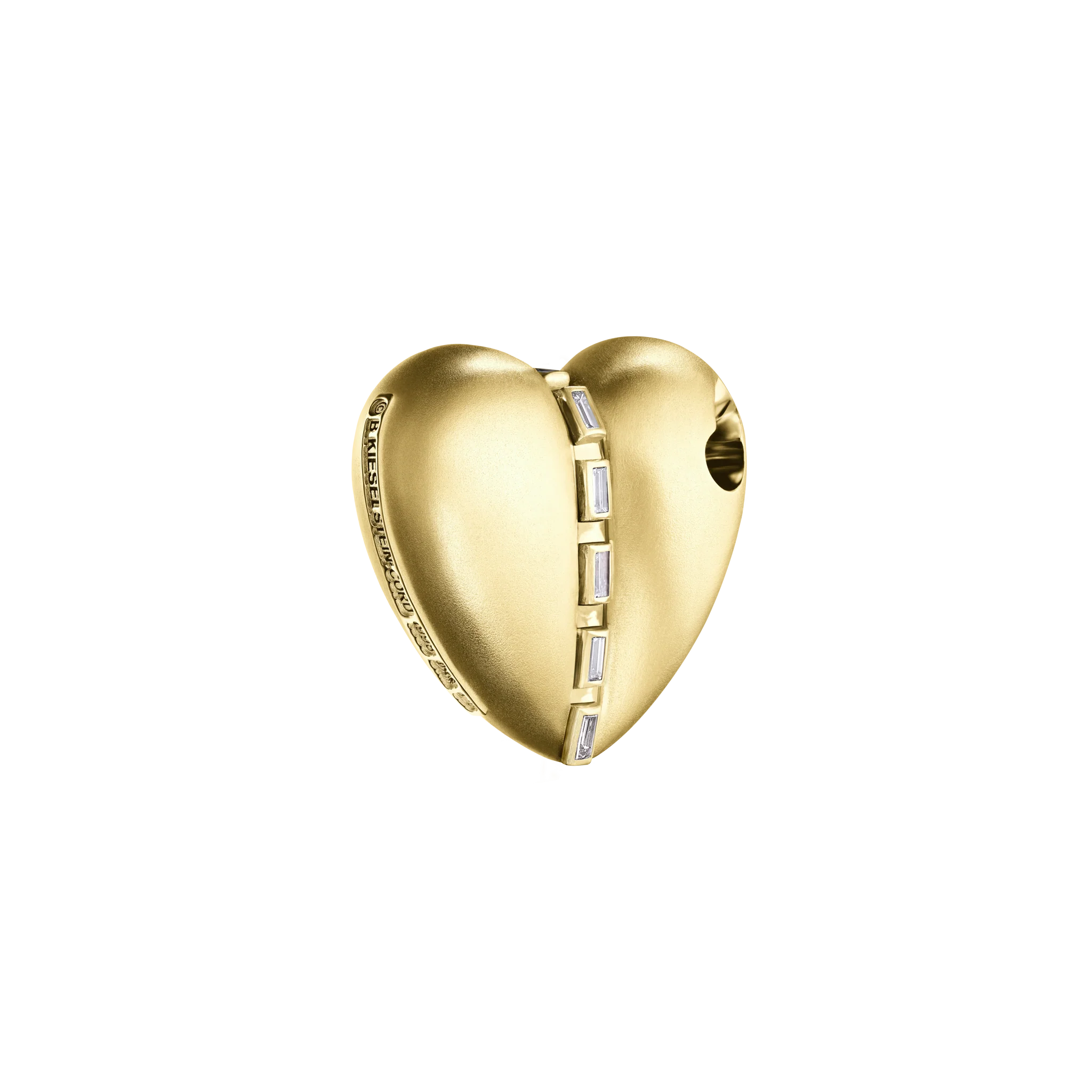 Bullet Hole Heart Pendant with Baguettes