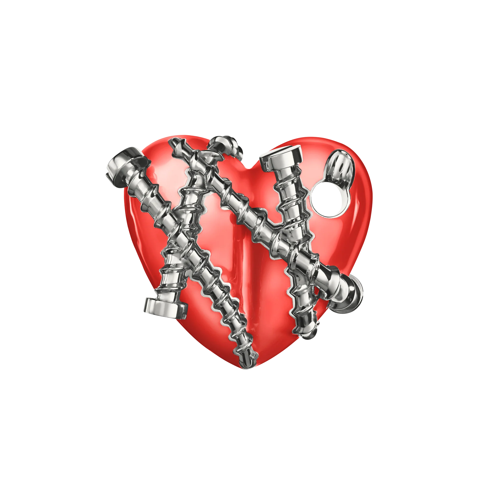 Bullet Hole Heart Pendant with Screws M - Image 2