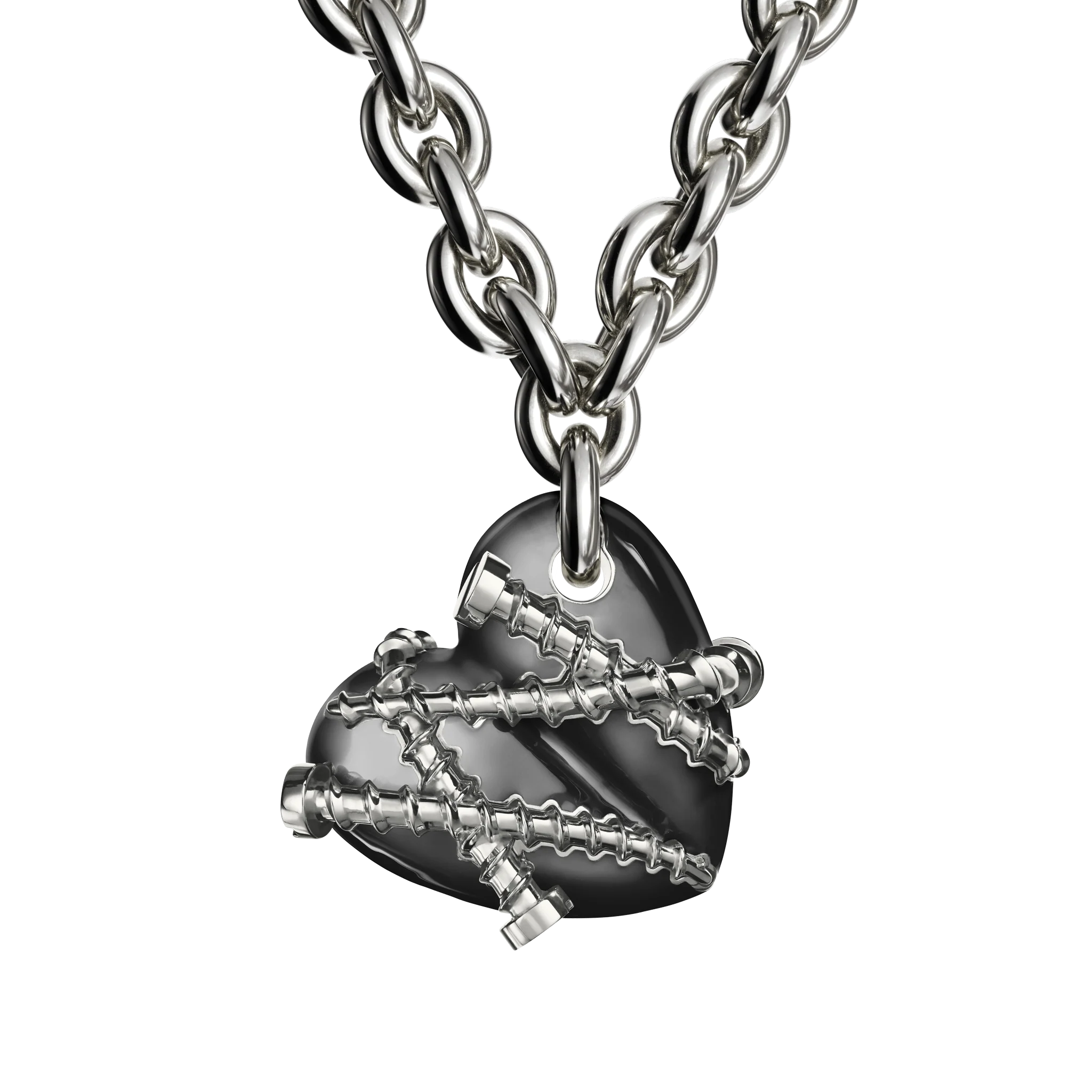 Bullet Hole Heart Pendant with Screws M with Chain
