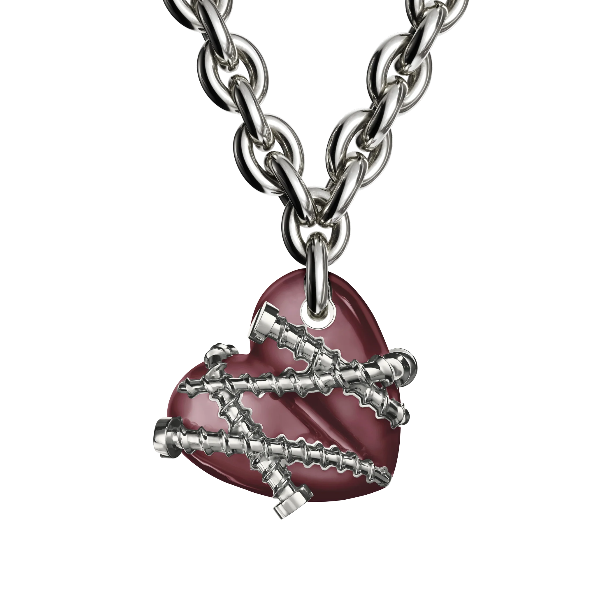 Bullet Hole Heart Pendant with Screws M with Chain - Image 8