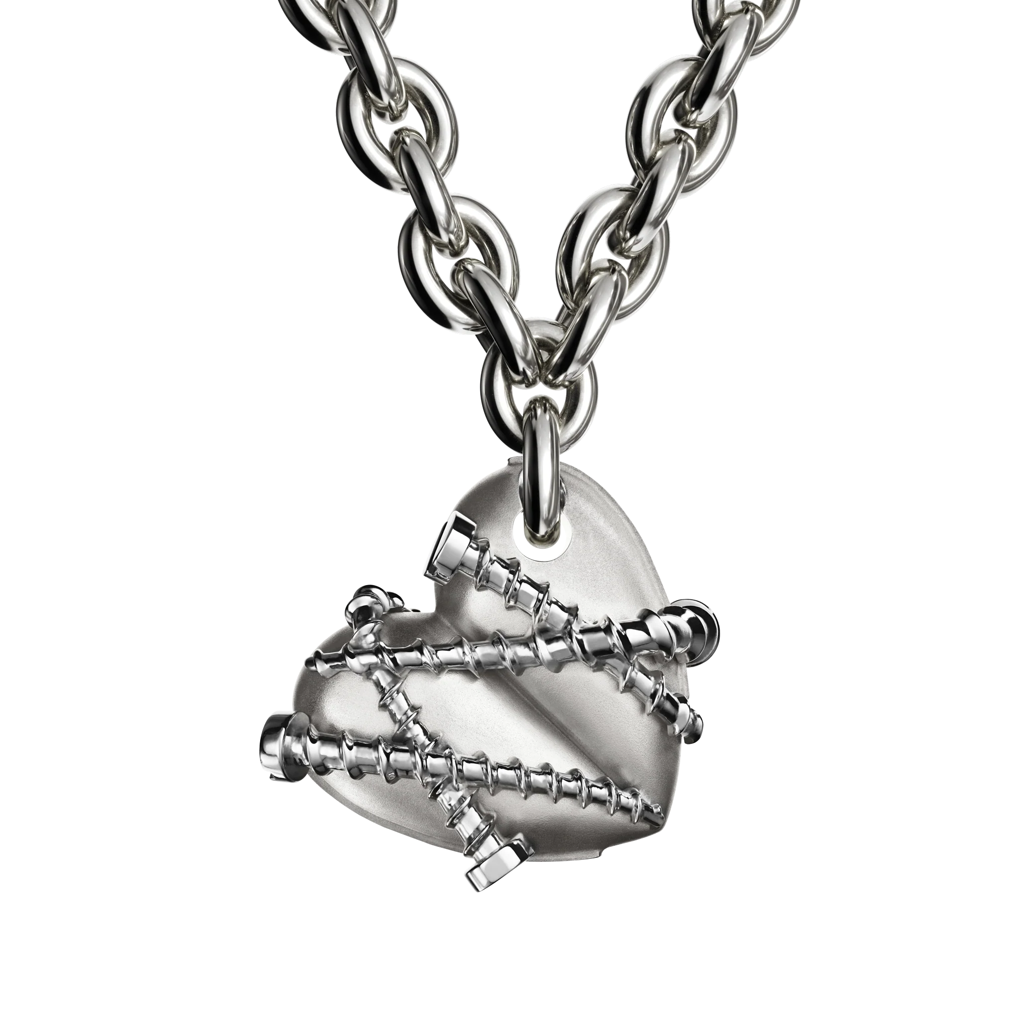 Bullet Hole Heart Pendant with Screws M with Chain
