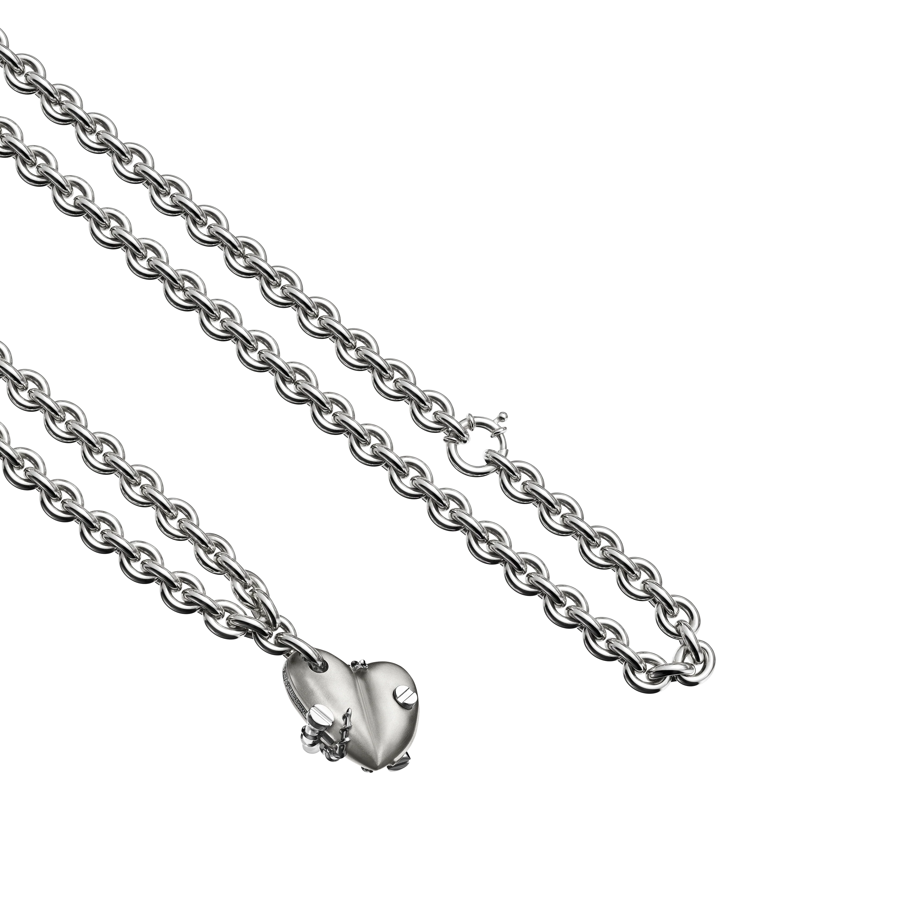 Bullet Hole Heart Pendant with Screws M with Chain - Image 2