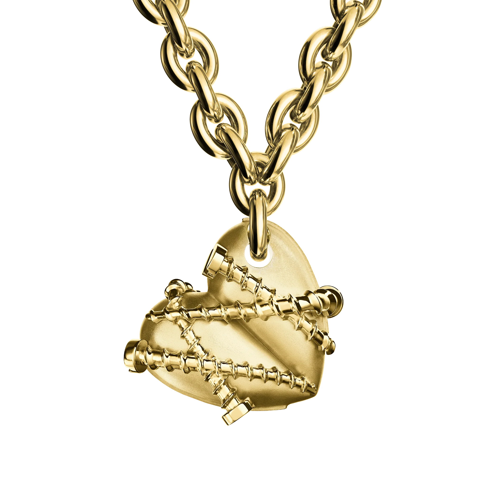 Bullet Hole Heart Pendant with Screws M with Chain