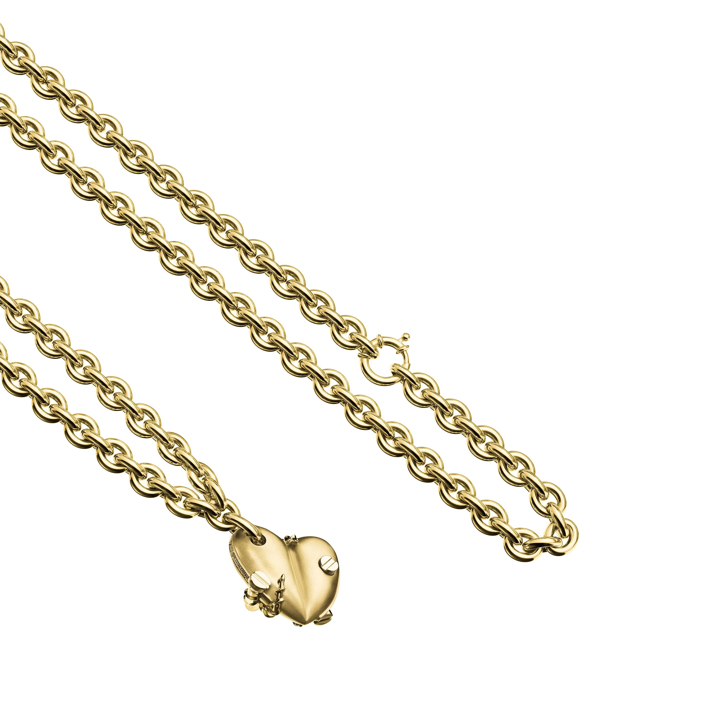Bullet Hole Heart Pendant with Screws M with Chain - Image 2