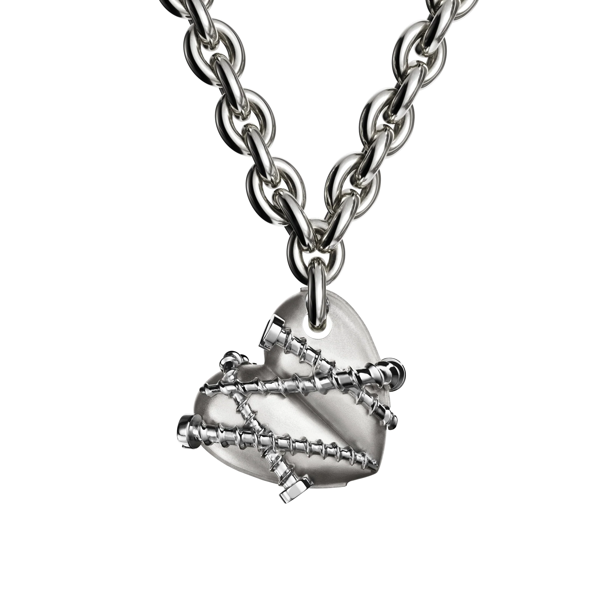 Bullet Hole Heart Pendant with Screws with Chain