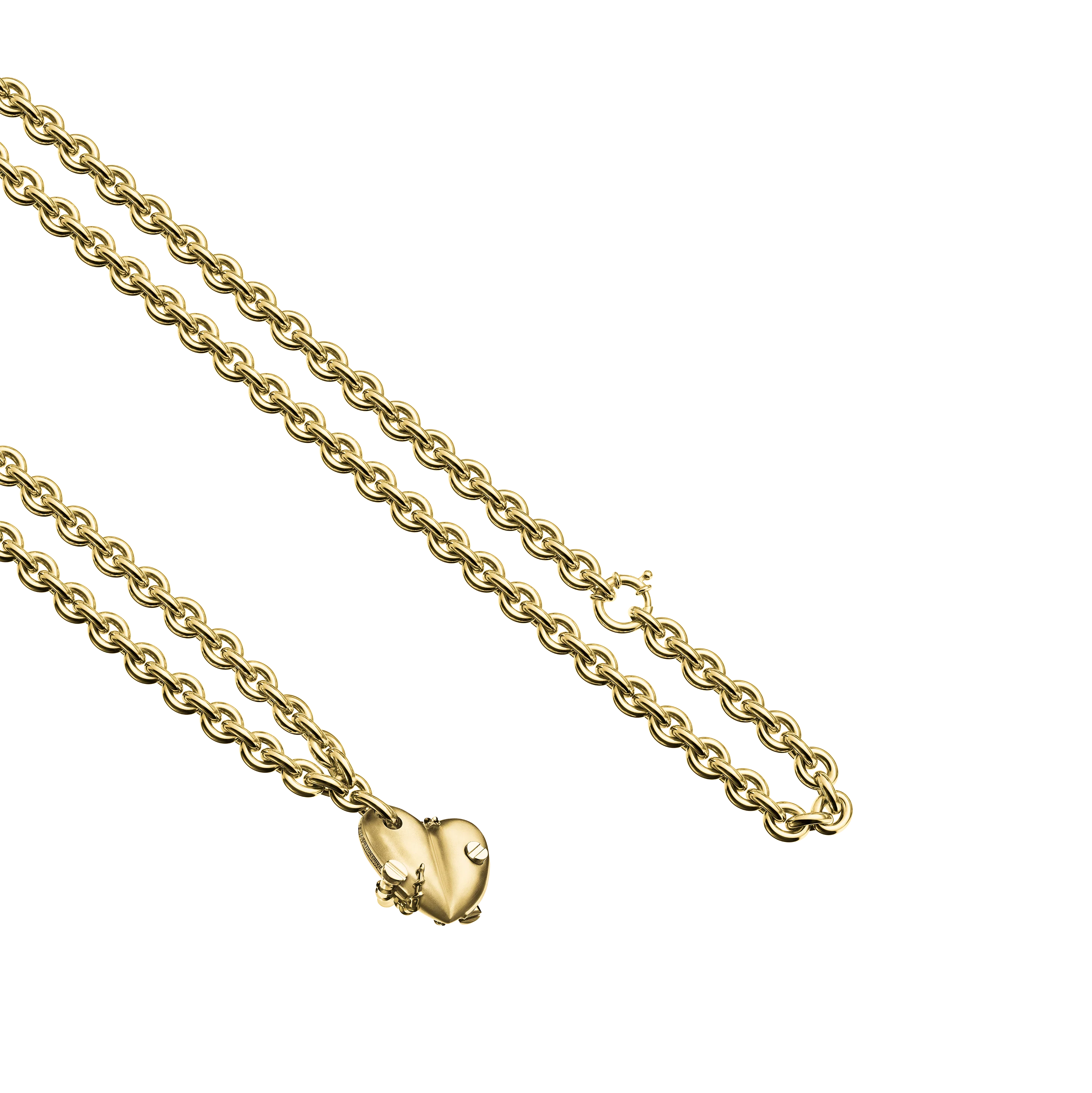 Bullet Hole Heart Pendant with Screws with Chain - Image 2