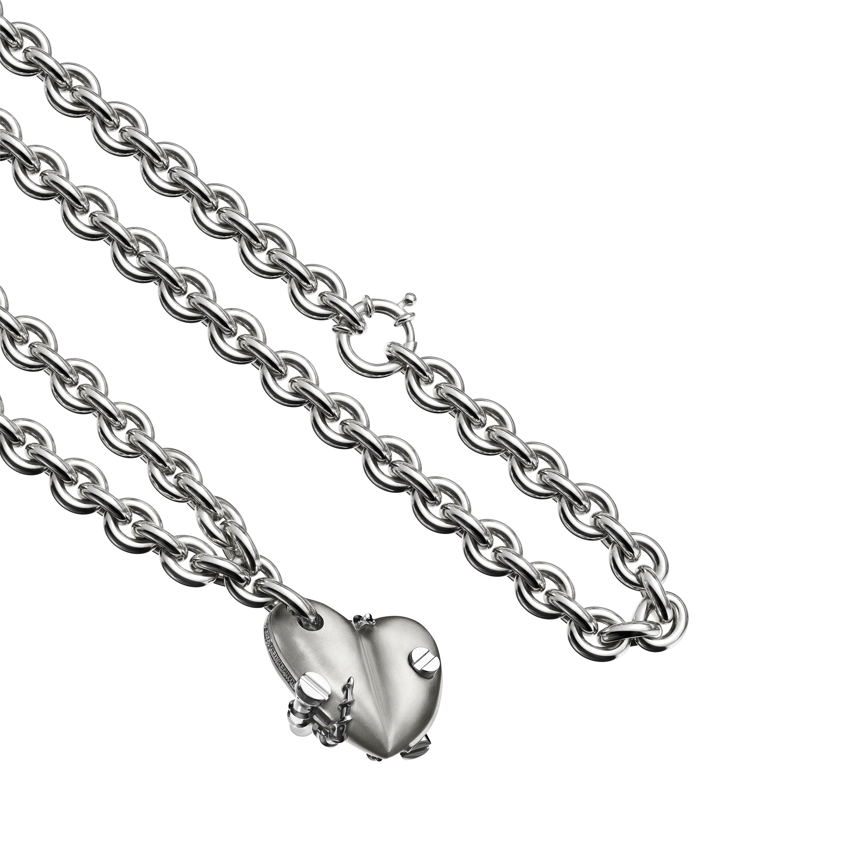 Bullet Hole Heart Pendant with Screws XL with Chain - Image 2
