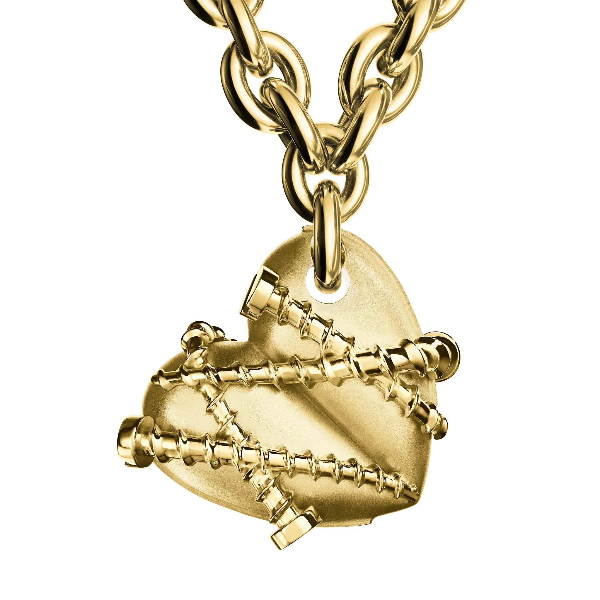 Bullet Hole Heart Pendant with Screws XL with Chain