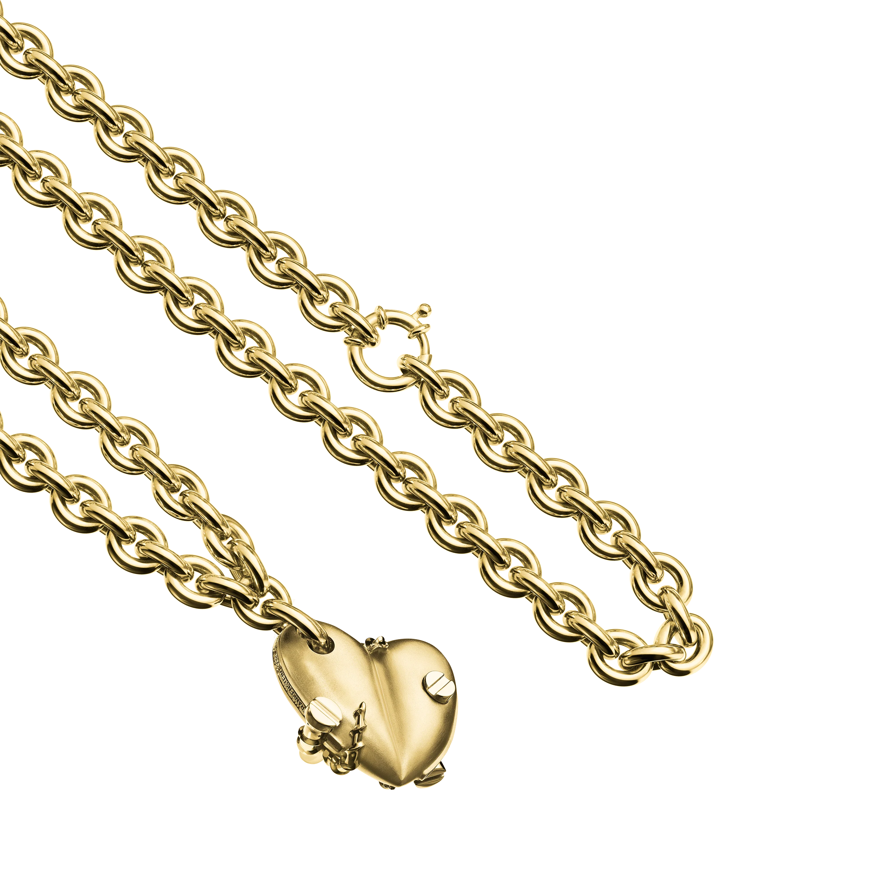 Bullet Hole Heart Pendant with Screws XL with Chain - Image 2